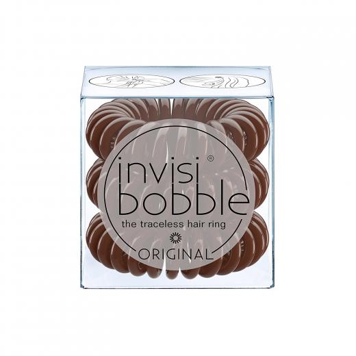 invisibobble ORIGINAL Hair Ties, Pretzel Brown, 3 Pack - Traceless, Strong Hold, Waterproof - Suitable for All Hair Types