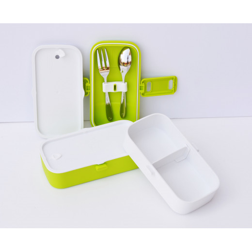 Look Back Lunch Box for Kids Adults, 2 layers, Leak Proof, FDA Approved-Green