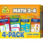 الرياضيات 3-4 بطاقات فلاش 4 عبوات