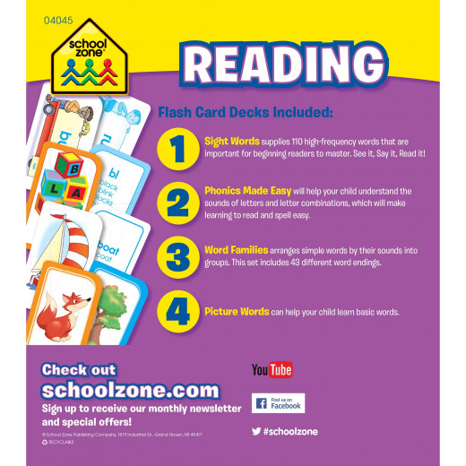 School Zone - Reading Flash Card 4-قطع