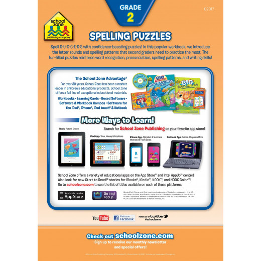 School Zone - Spelling Puzzles Workbook Grade 2