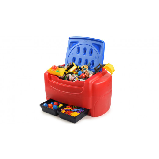 صندوق تخزين الألعاب باللون الأحمر والأزرق  من ليتل تايكس
