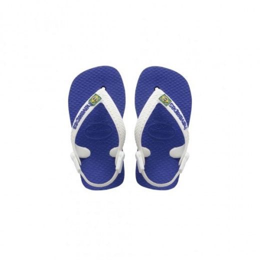 Havaianas Baby Brasil Logo, Blue, Size 22