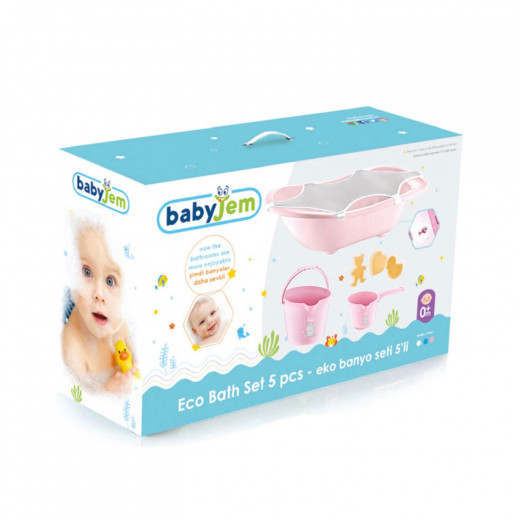 Baby jem baby bath set 5 pieces pink