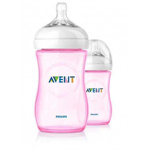 Philips Avent Natural Baby Bottle Slow Flow Teat  260 ml Pink, Pack of 2