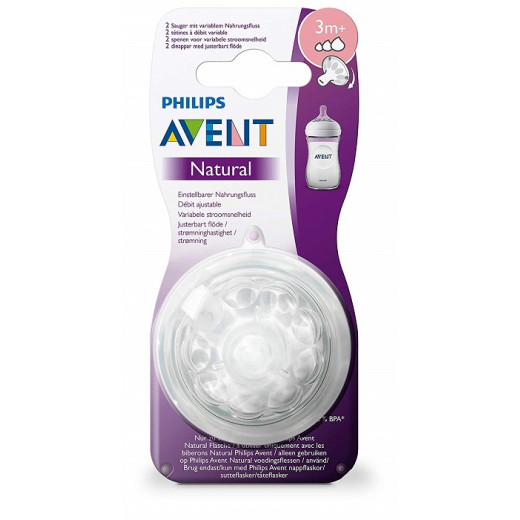 Philips Avent Natural Nipple 2 pcs Variable Flow ,+3 m