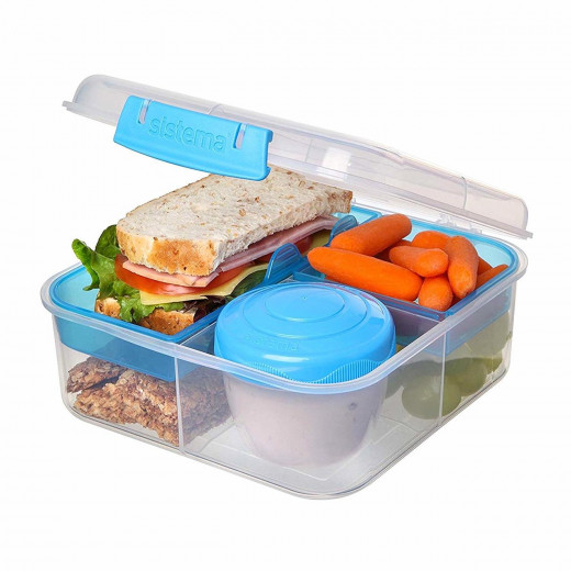 Sistema Bento Cube Box to Go with Fruit, Yogurt Pot, 1.25 L - Blue