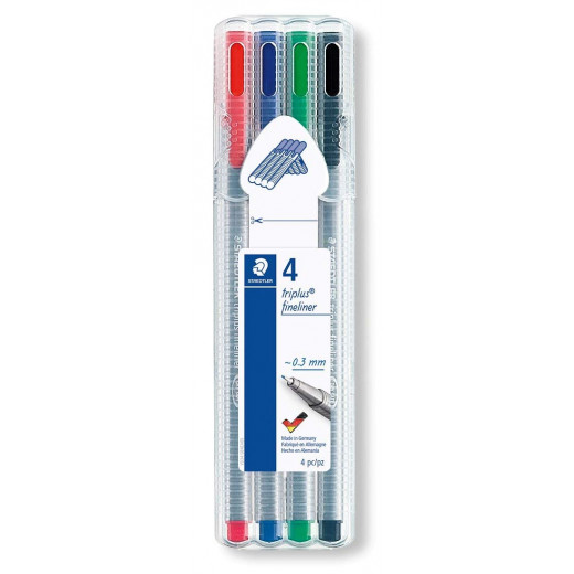 Staedtler | Triplus Fineliner Pen - Pack of 4 ,Multicolor