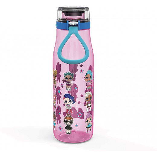 Zak Designs L.O.L. Surprise Plastic Water Bottle with Push Button Action, 25oz, Pink