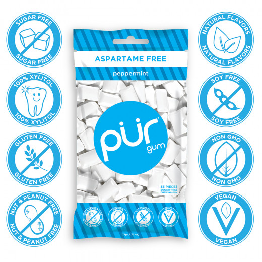 PUR Gum, Aspartame Free Peppermint Gum, 55pcs