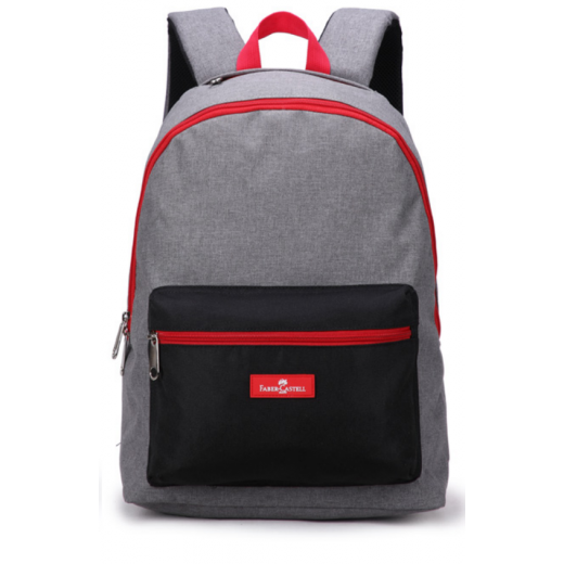 Faber-Castell Energetic Bag 1 Compt Petrol Backpack, Black&Red