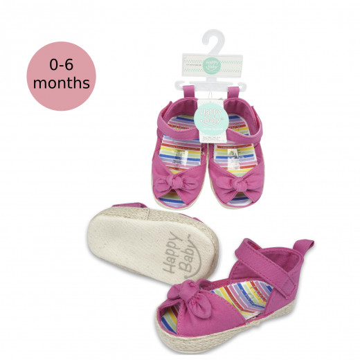 حذاء طفل بتصميم ببيونة معقودة من هابي بيبي, اللون الزهري, 0-6 أشهر