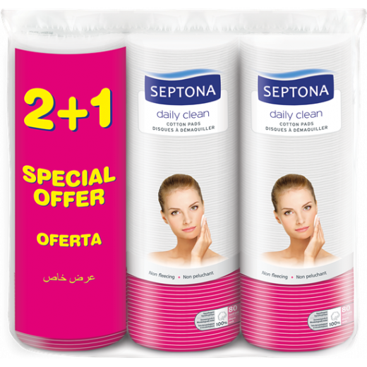 SEPTONA Cotton Pads in a plastic bag PROMO 80 PCS (2+1)