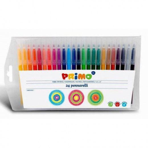Primo 24 Assorted Colours Fibre Flowmasters In Plastic Wallet
