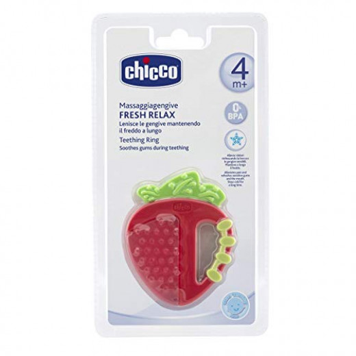 Chicco Fresh Relax Teething Ring (4M+), Apple or Strawberry, 1 Peak
