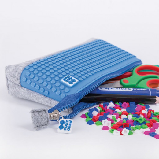 Creative School Pixel Pencil Case, Green/ Brown Gray / Blue