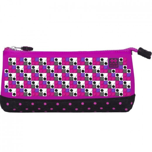 Creative School Pixel Pencil Case, Black With Pink