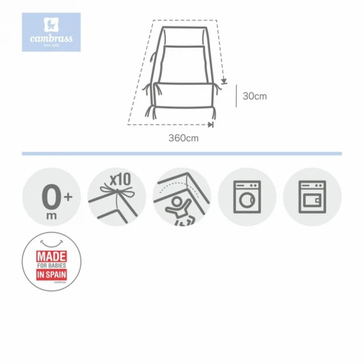 Cambrass - Cot Bumper 360x30x3 cm Liso E Blue