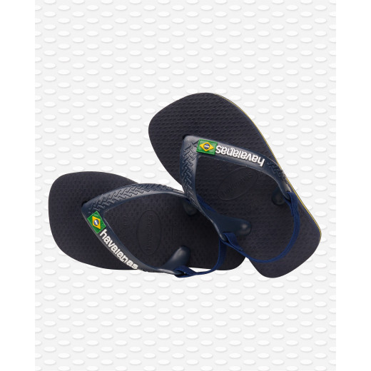 Havaianas Baby Brasil Logo II Navy Blue/citrus Yellow Size 20