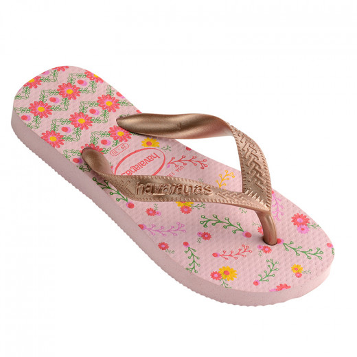 Havaianas Kids Flores Crystal Rose/Rose Gold Metallic Thongs Size 23-24