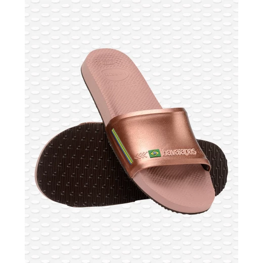 Havaianas Slide Brasil Rose/Gloden Blush Size 37-38