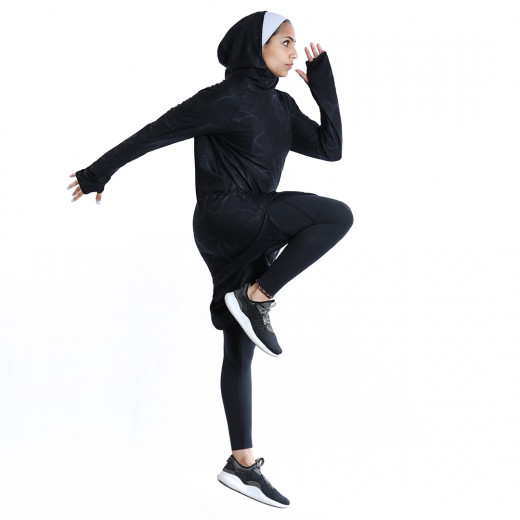 RB Women's Long Running Hoodie, Medium Size, Marble Black Color