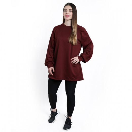 RB Women's Oversized Lounge Sweatshirt , (S/M), Burgundy