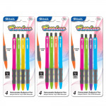 Bazic Retractable Pen With Cushion Grip, 4 Packs