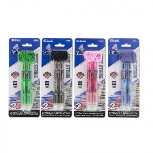 Bazic 4-color Neck Pen With Cushion Grip (2/pack)
