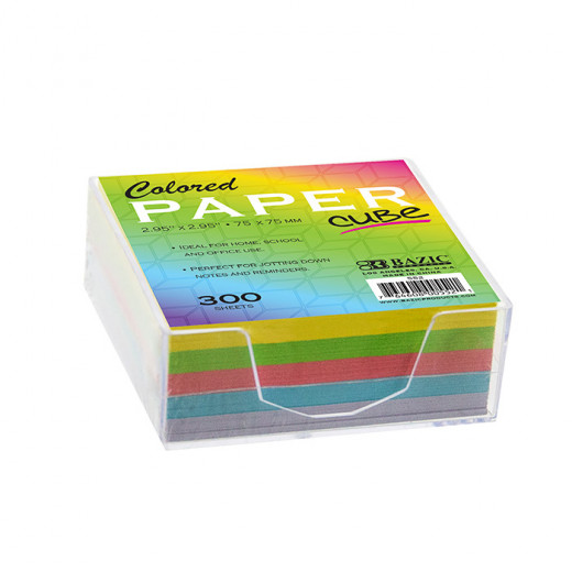 Bazic Color Paper Cube With Tray, 300 Sheet