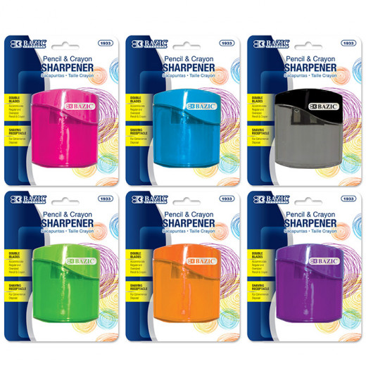 Bazic Dual Blades Sharpener With Square Receptacle ,Assorted Colors