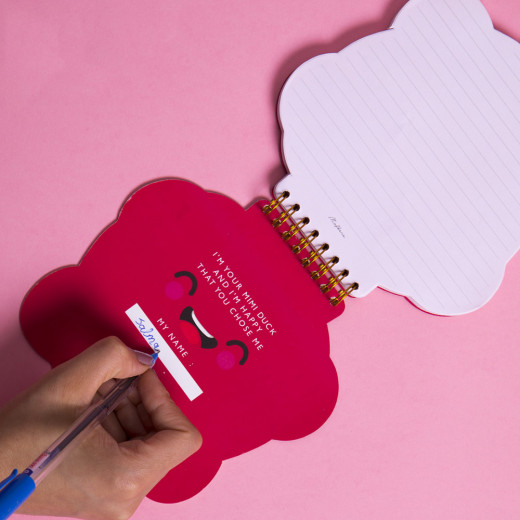دفتر بتصميم بطة ميمي باللون الزهري من مفكرة