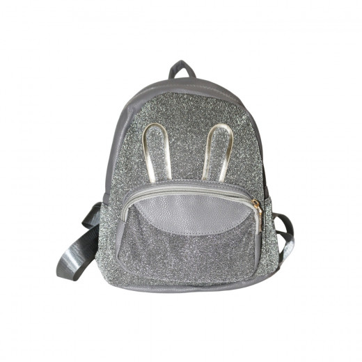 Glittery Bag Pack For Girls with Sequin Bow, Grey, 26*20 cm