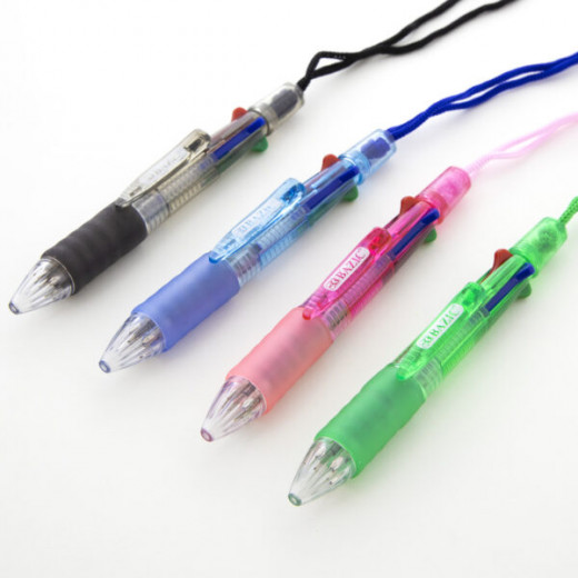 قلم سلسلة للرقبة 4 ألوان مع مقبض (2 / عبوة) من بازيك