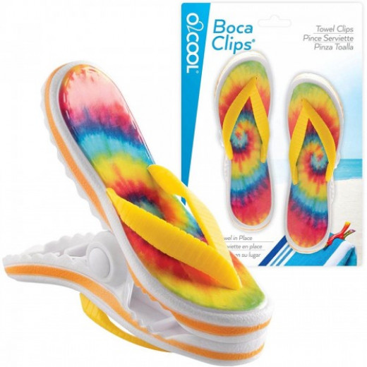 O2COOL Boca Clips Beach Towel Holders - Flip Flop