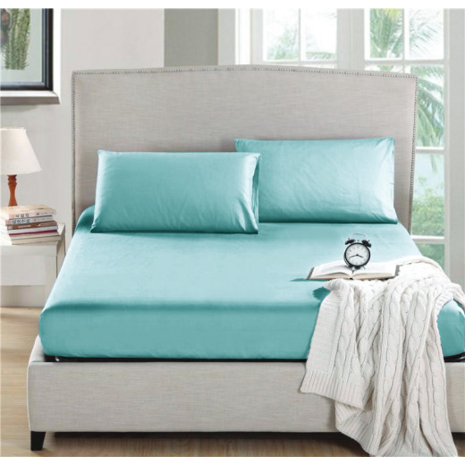 Nova home fitted sheet microfiber twin turquoise 2pcs