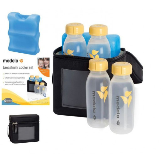 Medela Breastmilk Cooler Set with 4 Breast Milk Bottles