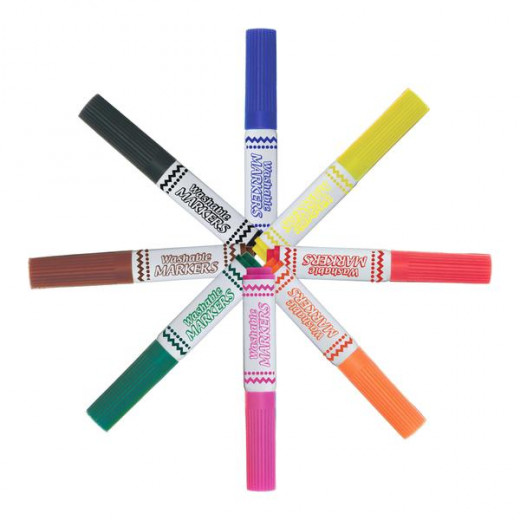 حقيبة أقلام جامبو من بازيك 8 ألوان عريضة قابلة للغسل 24