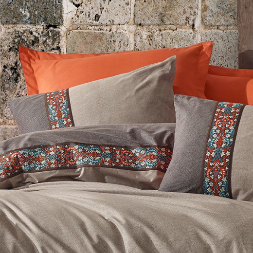 Nova home true rainforce duvet cover set king 4 pieces grey & orange