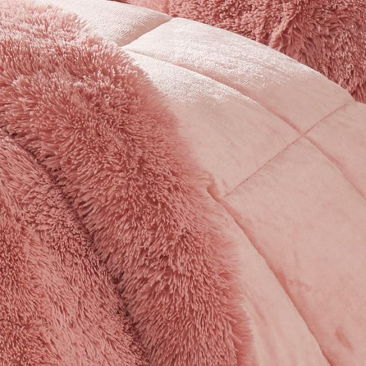 Nova home comforter malea winter long shaggy king set pink 6 pieces