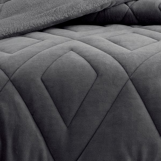 Nova home essentials velvet flannel to sherpa winter comforter grey king