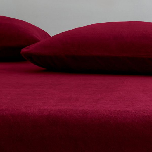 Nova home warm fit winter microfleece fitted sheet set, burgundy, twin size