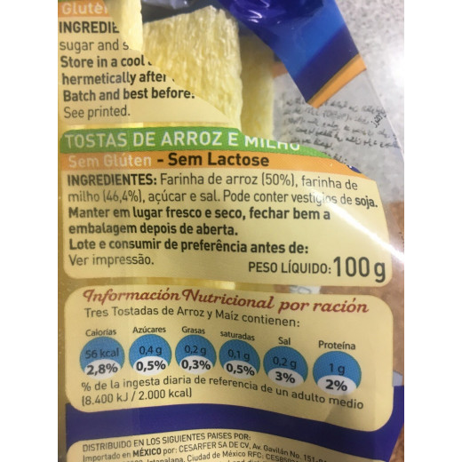 Diet Radisson Rice & Corn Toasts, 100Gram