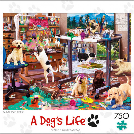 Buffalo Games Dog Days Painting Pupples, 750 Pieces