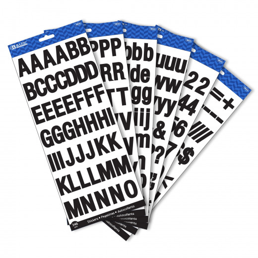 Bazic Black Color Alphabet & Numbers Stickers