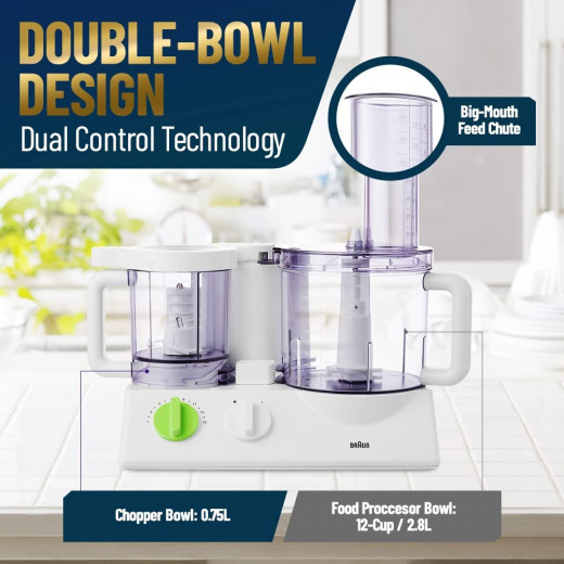 Braun Food Processor FX3030, Double Bowl, White & Green