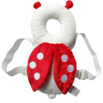 JJ Ovce Baby Head Protector, White Ladybug