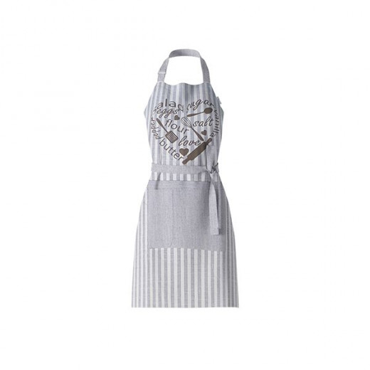 Nova home flora design kitchen apron, poly cotton, grey color