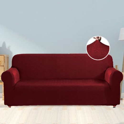 Nova home perfect fit stretch sofa cover, 3 seats, burgundy color