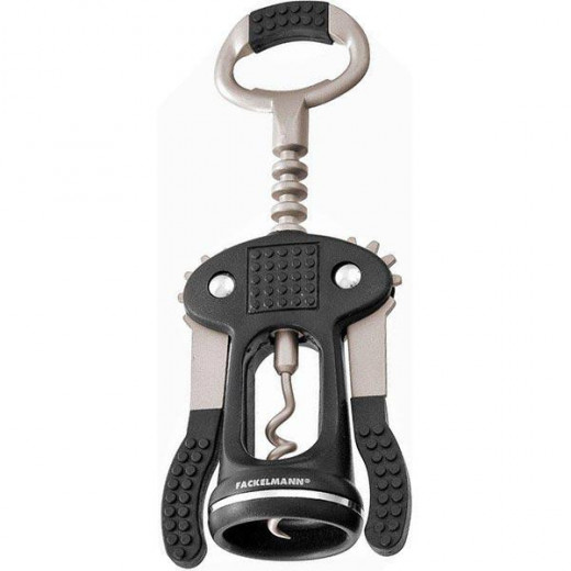 Fackelmann Corkscrew and Bottle Opener, Grey & Black Color